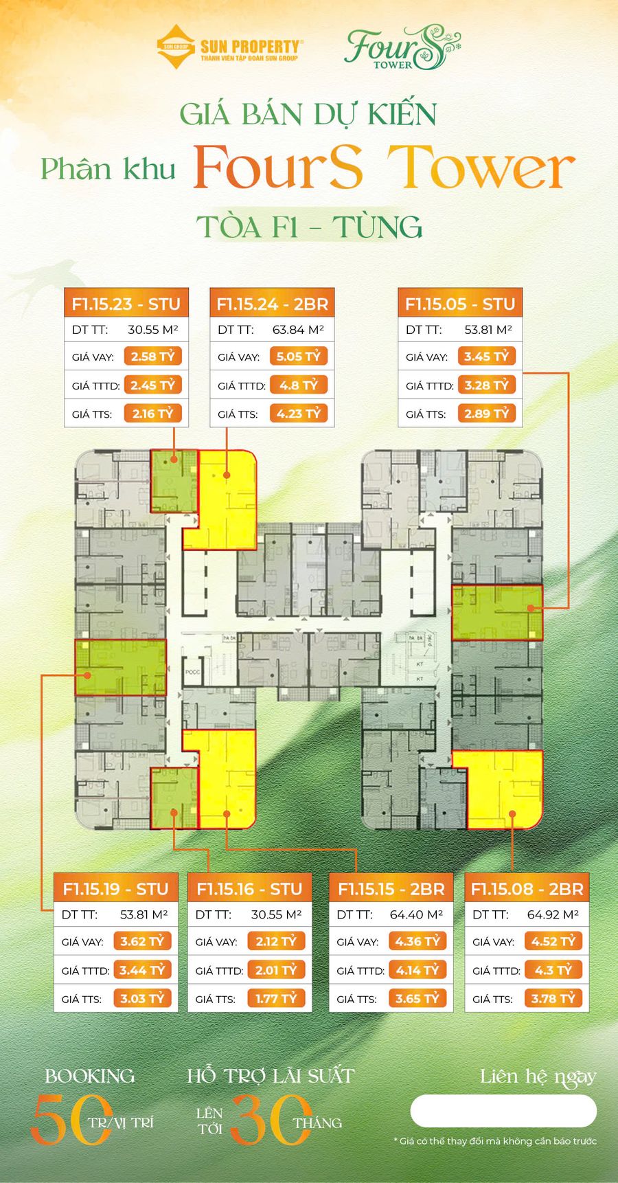 Gia Ban Du Kien FourS Tower Sun Group Da Nang Toa F1 Tung