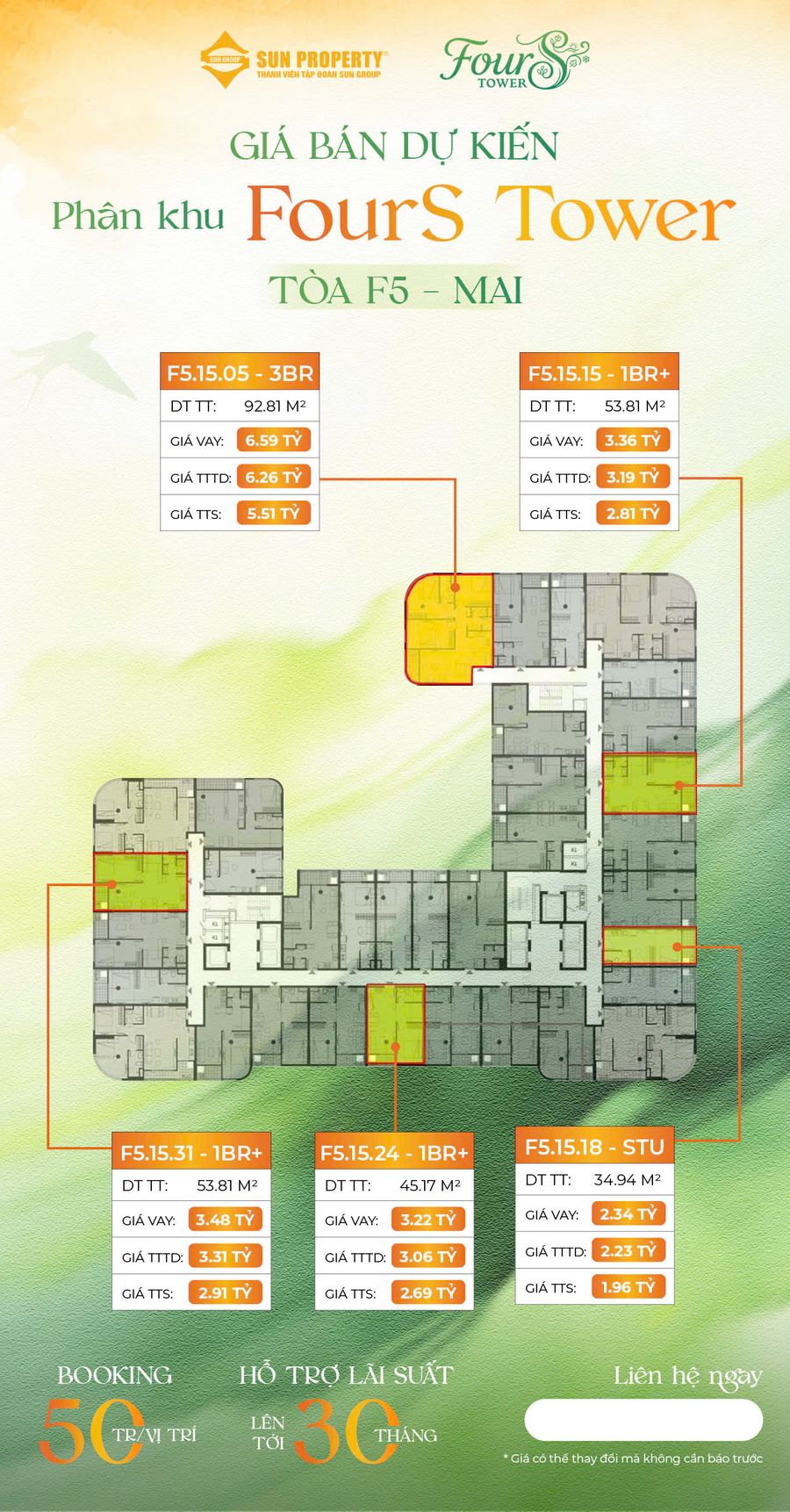 Gia Ban Du Kien FourS Tower Sun Group Da Nang Toa F5 Mai